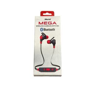 iWorld Mega Wireless Earbuds with Mic- black and red